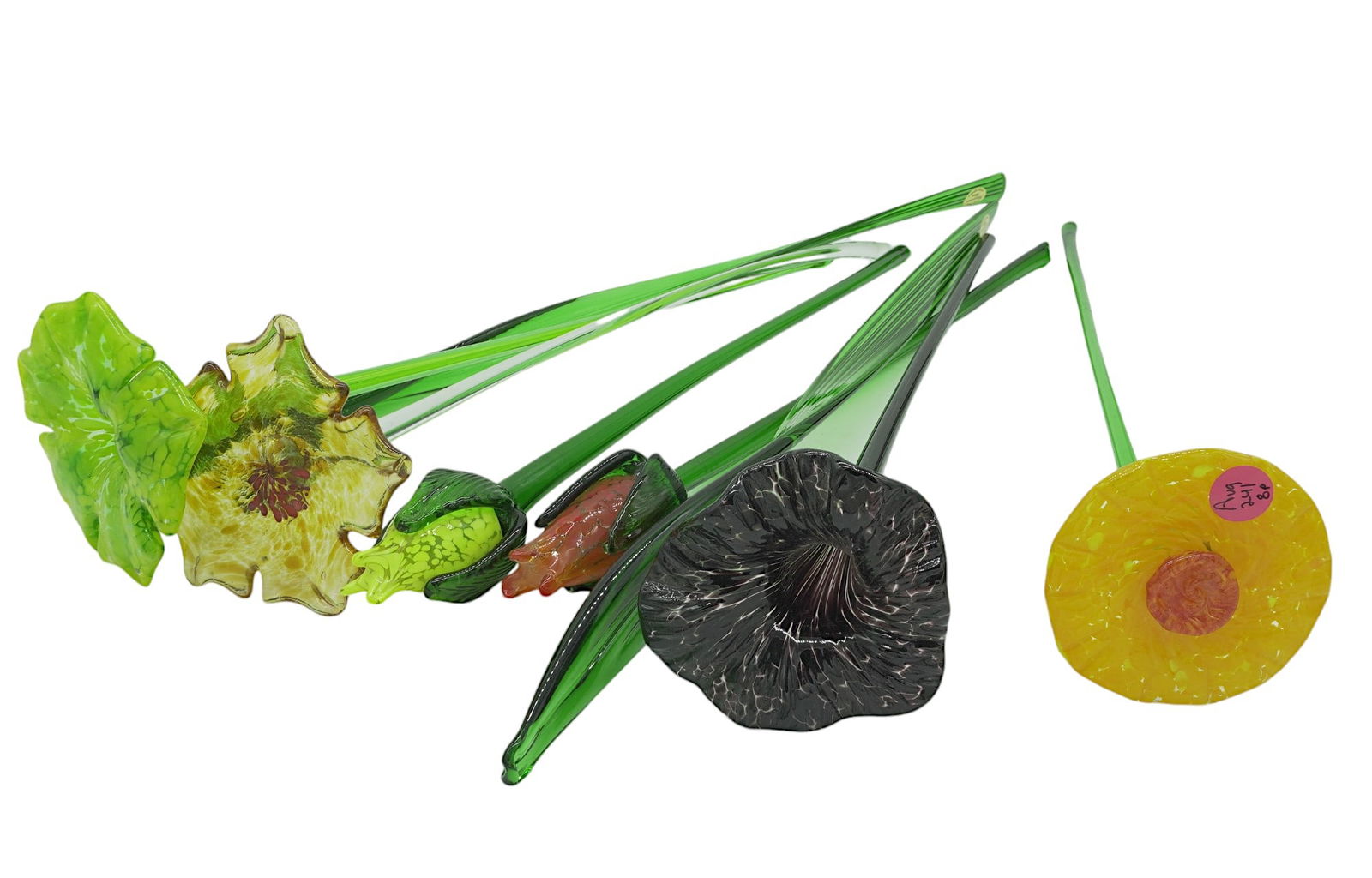 8 BOHEMIAN CZECH HAND BLOWN ART GLASS FLOWERS (1 of 5)