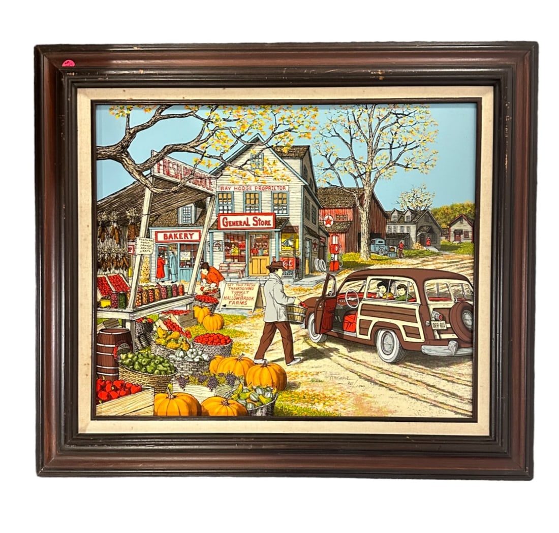 H HARGROVE LIMITED EDITION SIGNED SERIGRAPH PAINTING "GOING TO GRANDMA'S HOUSE FOR THANKSGIVING" (1 of 4)