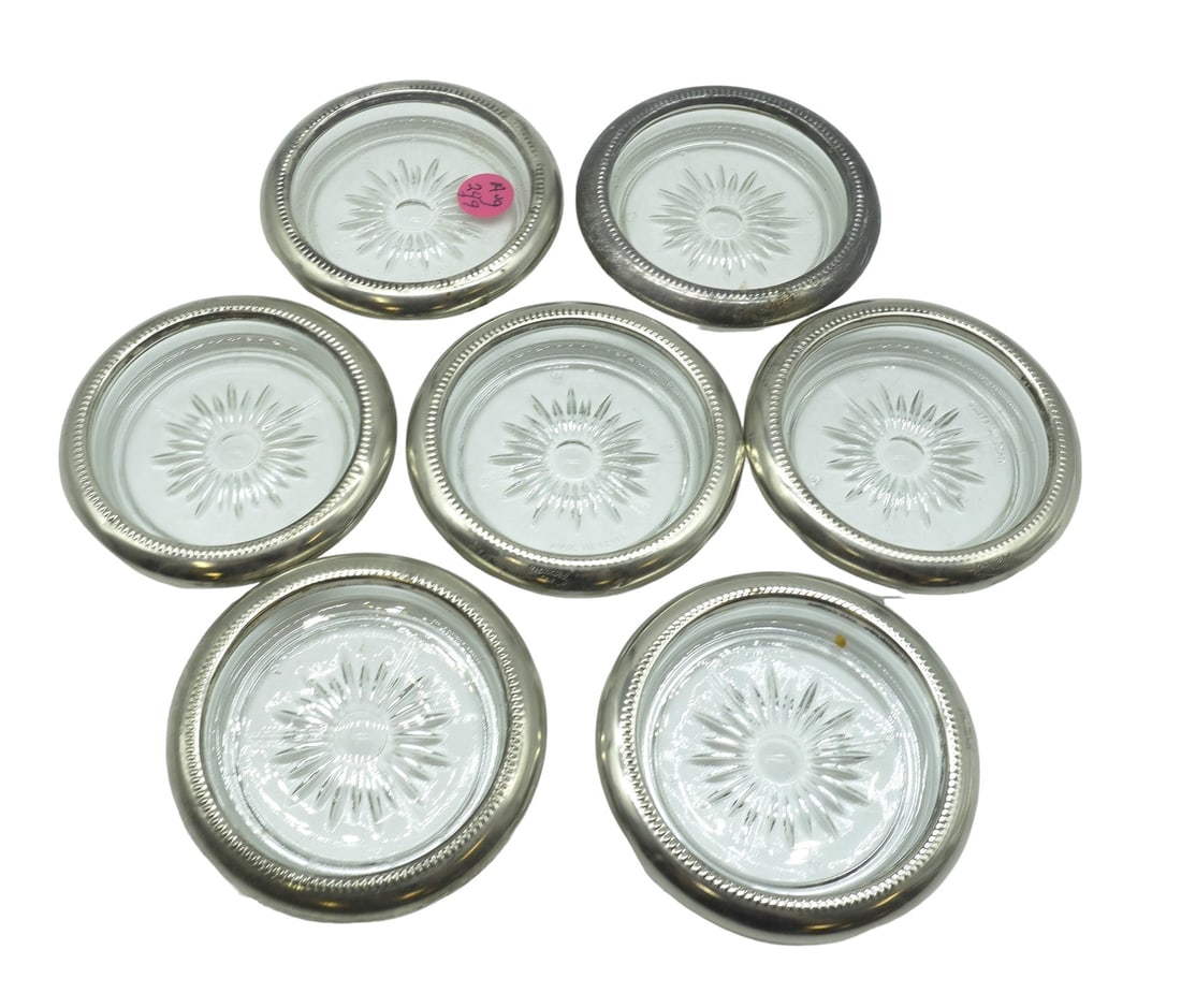 7 STERLING SILVER RIMMED COASTERS (1 of 5)