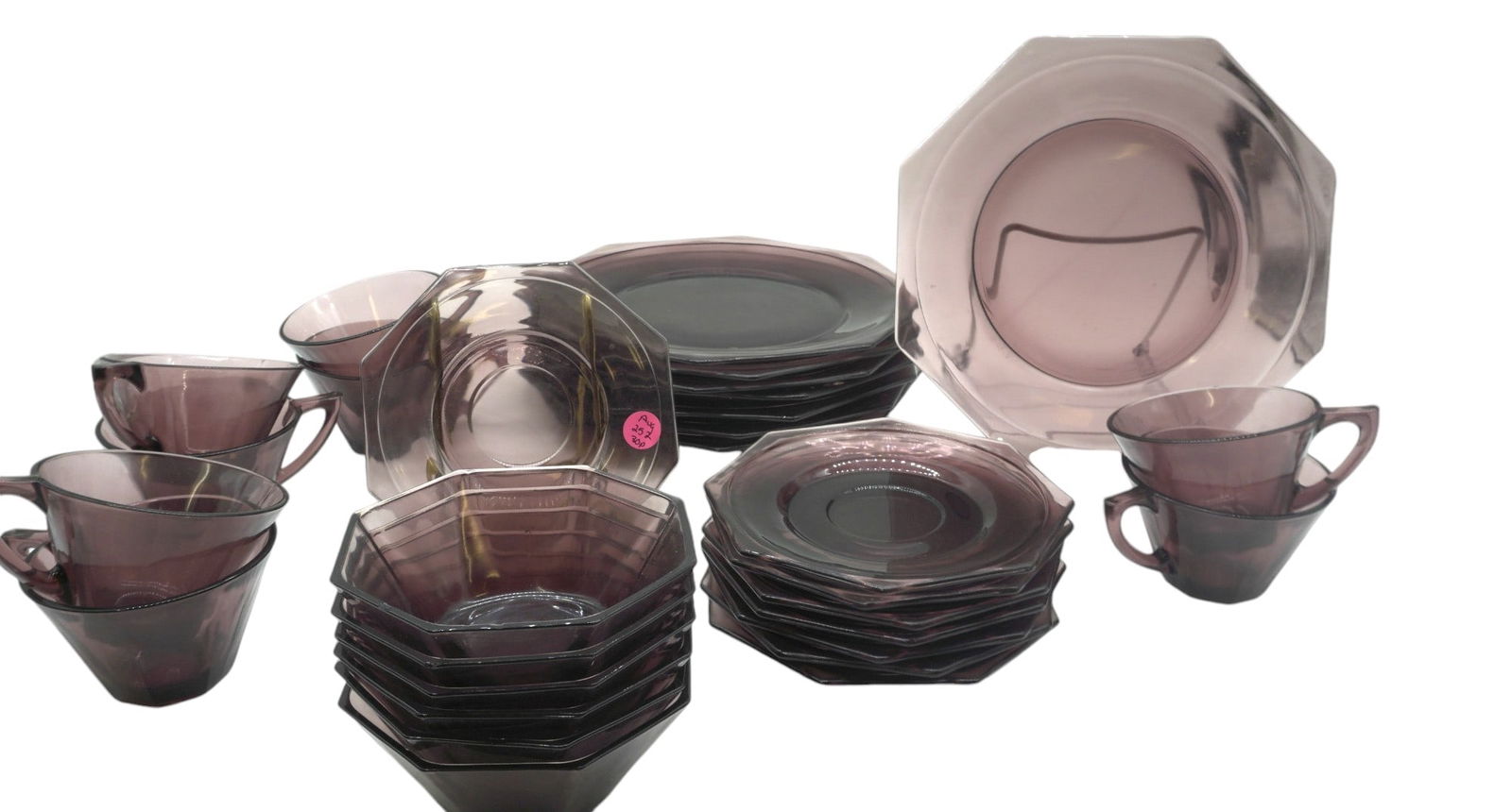 30 PC ART DECO HAZEL ATLAS AMETHYST DISHWARE (1 of 3)