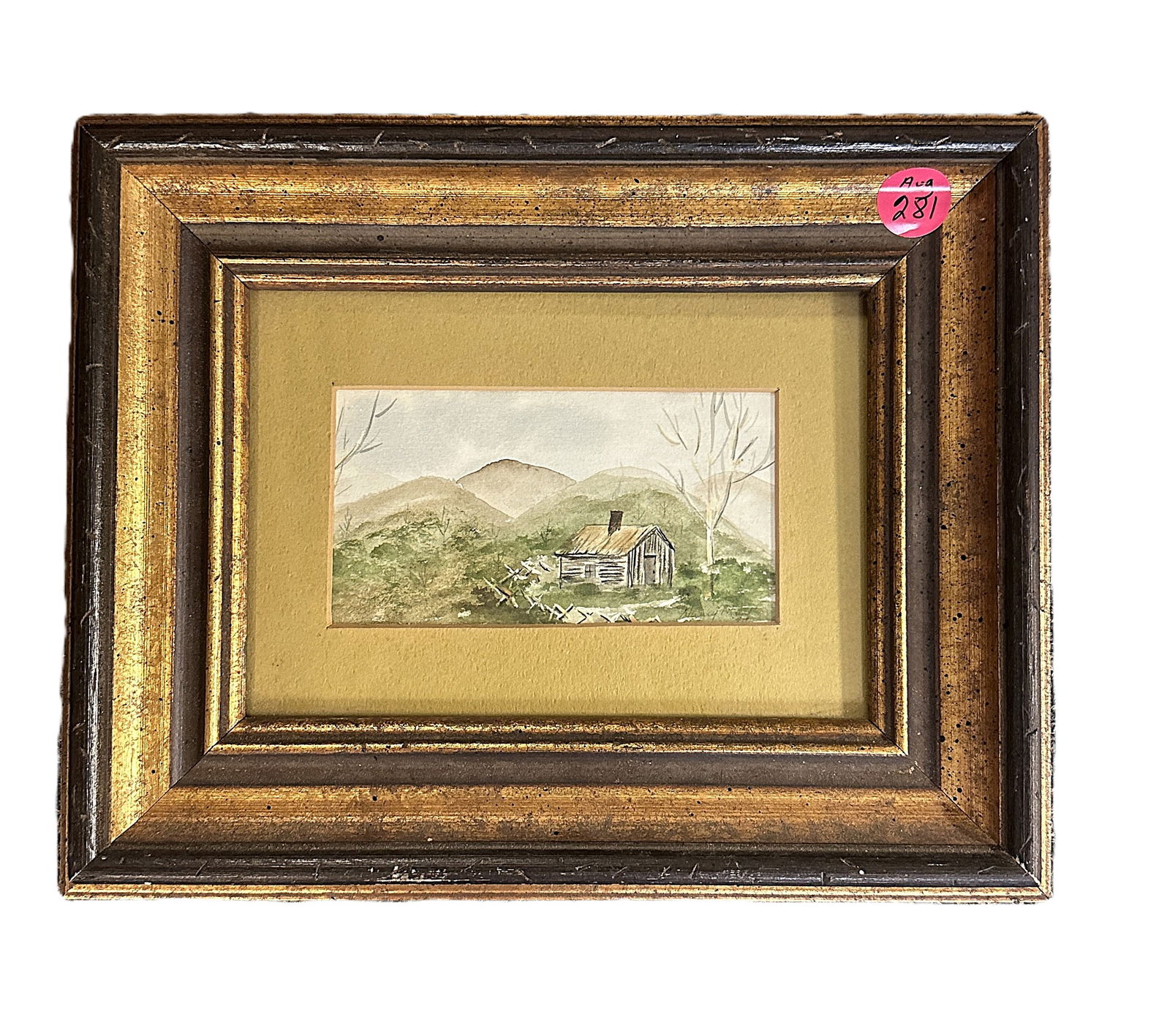 VINTAGE ORIGINAL WATERCOLOR NC CABIN SIGNED (1 of 3)