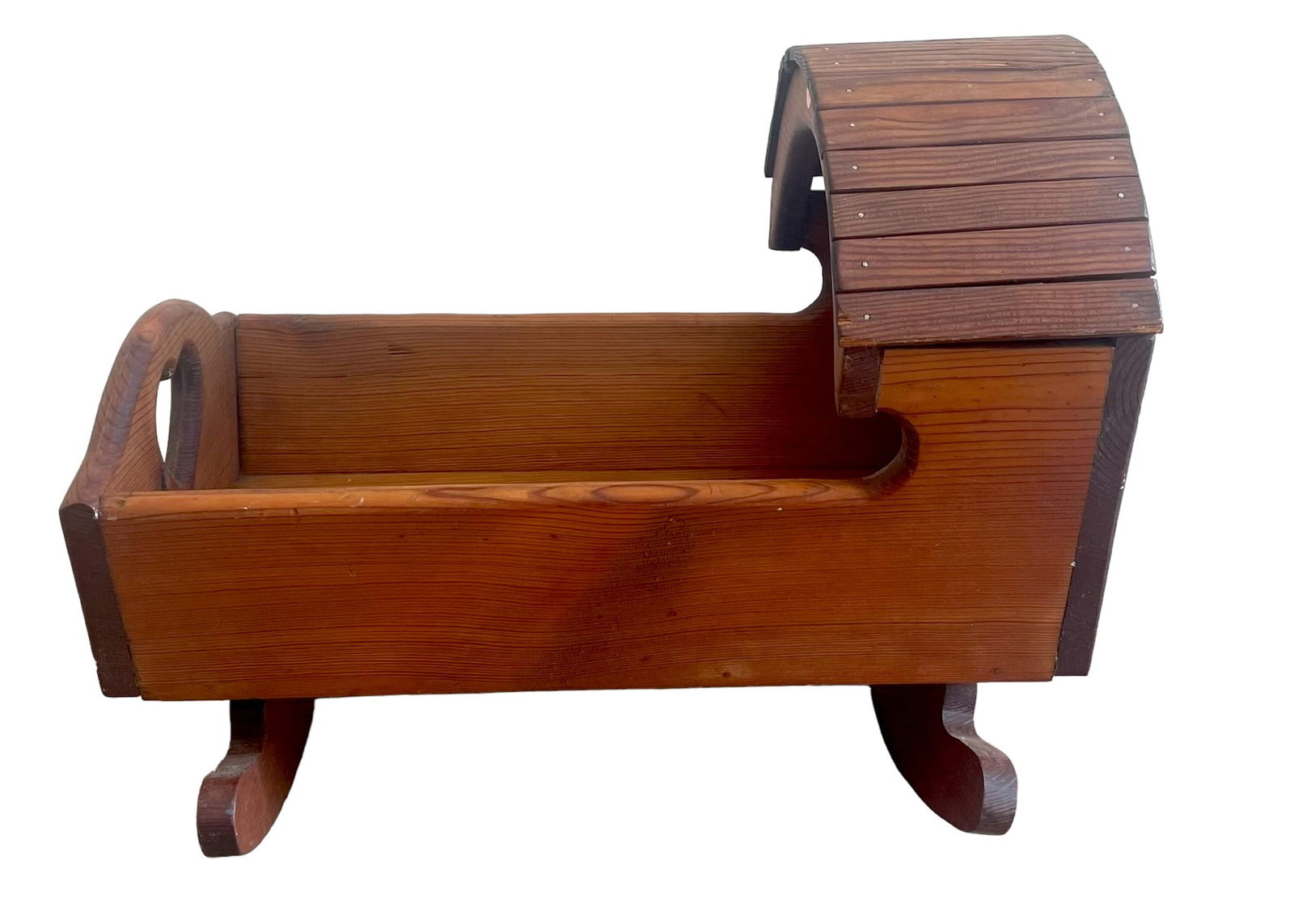 HANDMADE WOODEN ROCKING DOLL CRADLE (1 of 5)