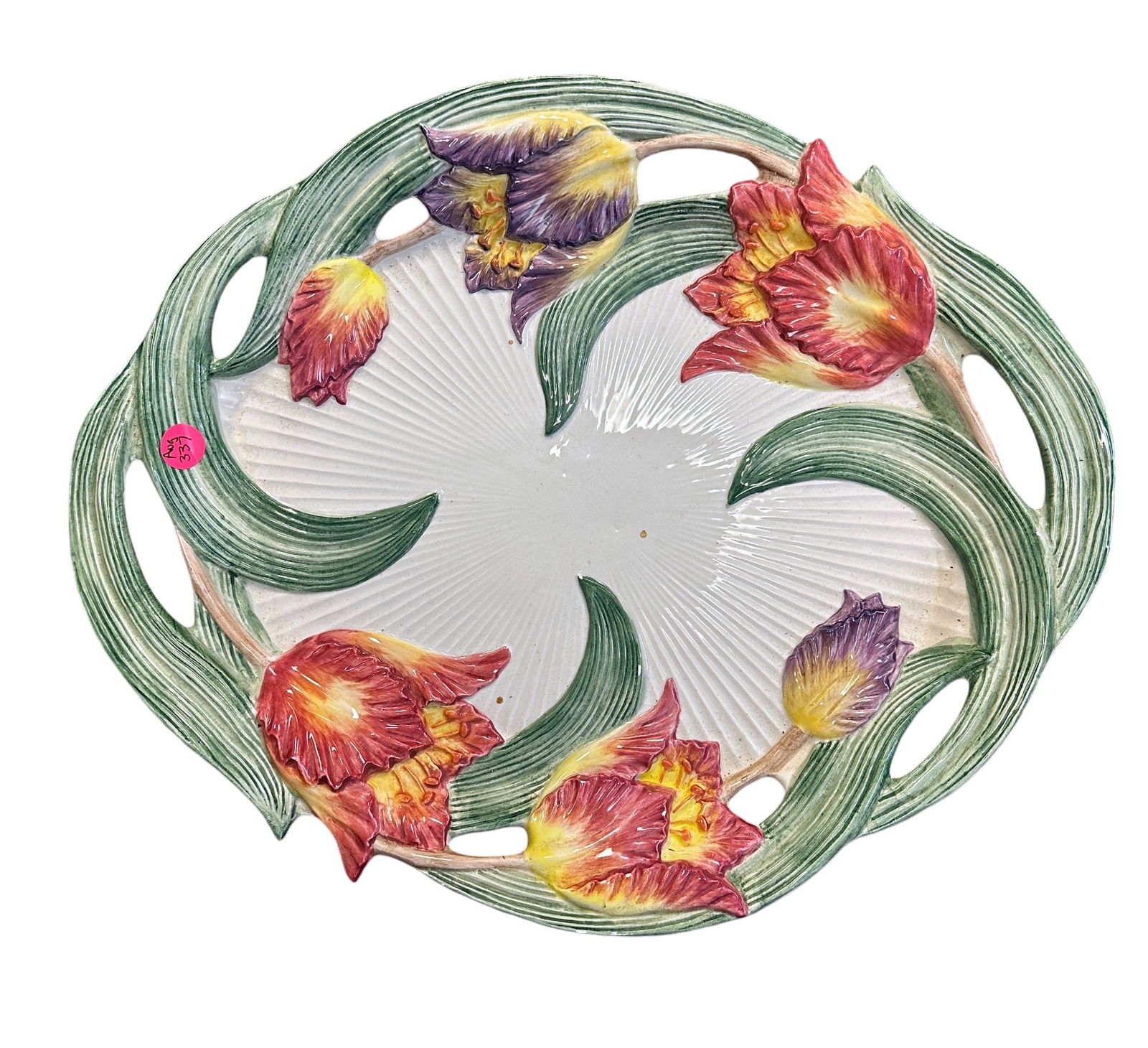FITZ & FLOYD TULIP SWAN CERAMIC SERVING PLATTER (1 of 2)