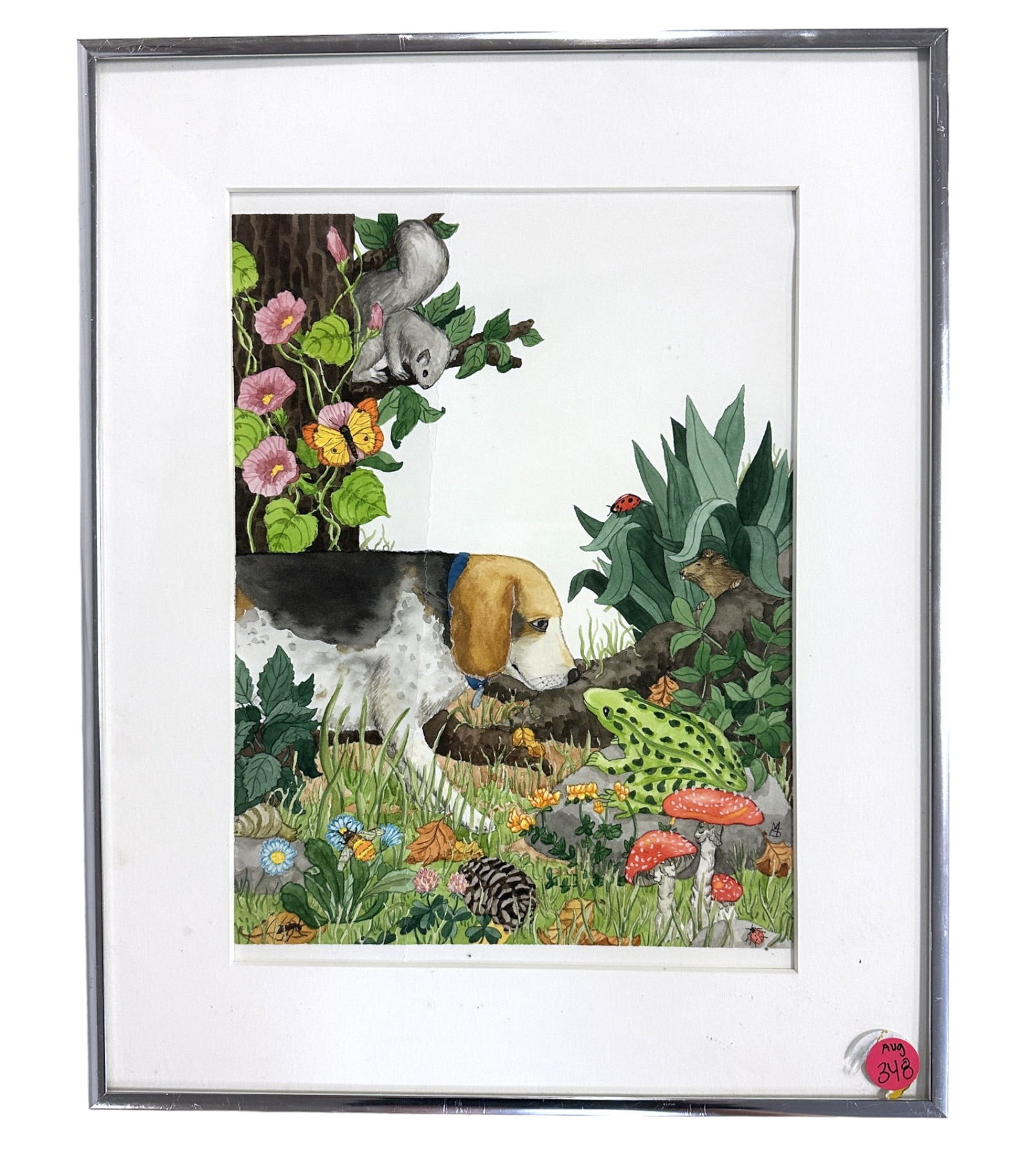 WHIMSICAL BEAGLE WATERCOLOR PAINTING (1 of 2)