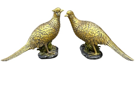 PAIR OF MCM GILDED COMPOSITE PHEASANTS