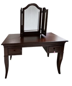 MAHOGANY VANITY DESK WITH MIRROR