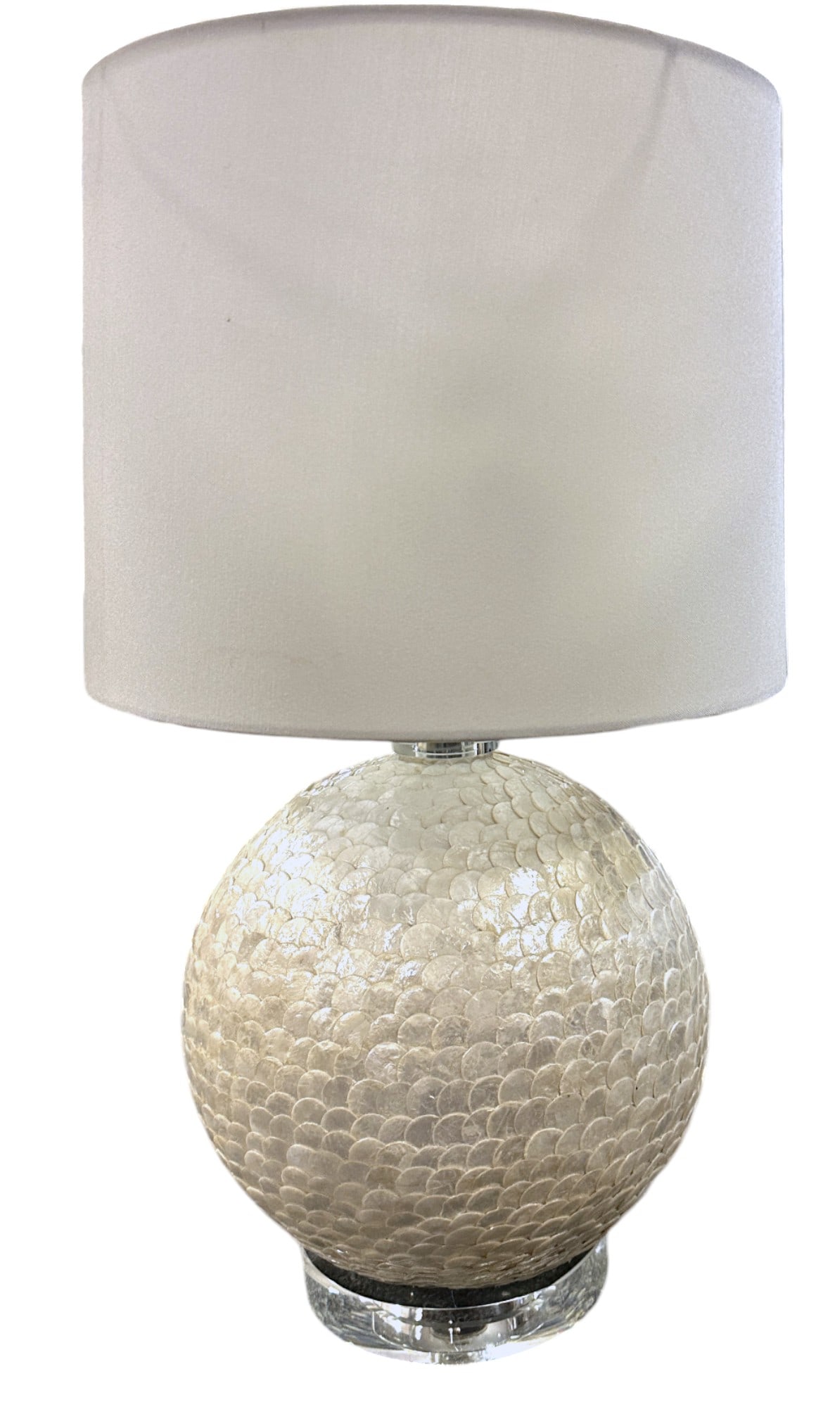 CONTEMPORARY CAPIZ SHELL LAMP WITH LUCITE BASE (1 of 2)