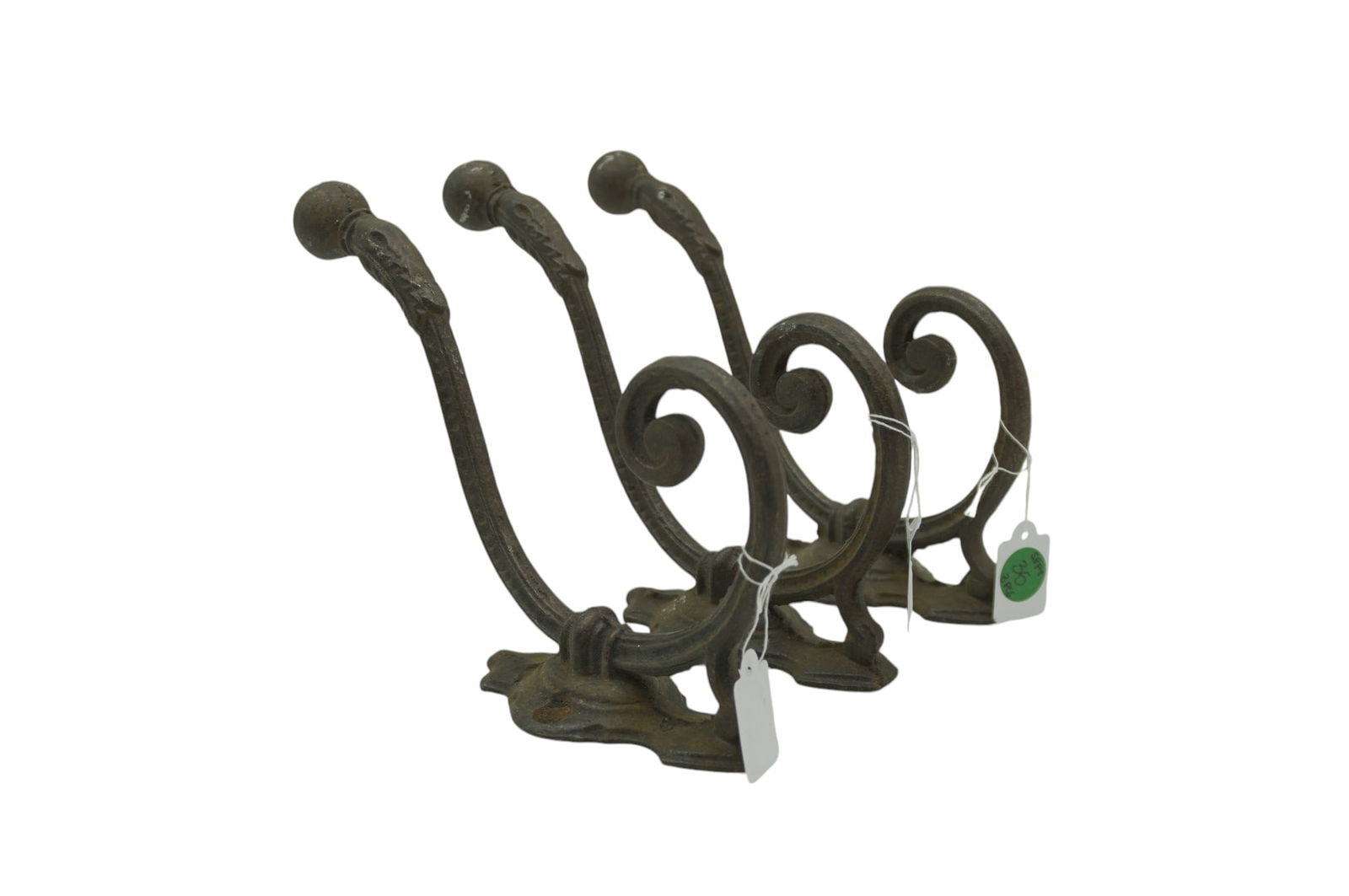 3 ANTIQUE IRON MOUNTED WALL HOOKS (1 of 5)