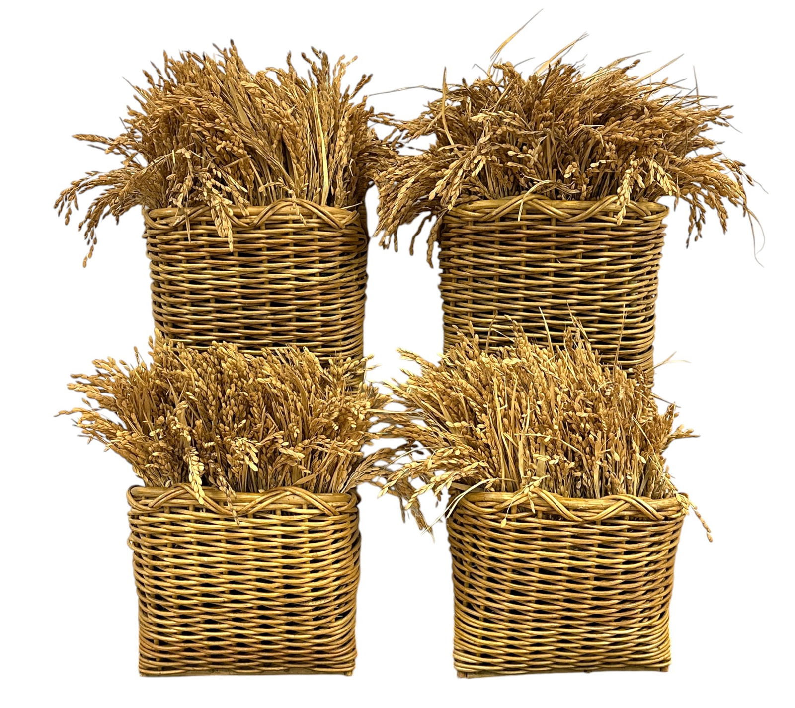 PAIR WICKER DOUBLE WALL POCKETS (1 of 4)