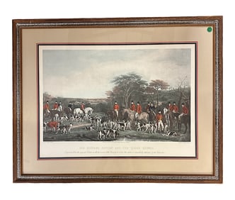AFTER SIR FRANCIS GRANT (1803-1878) FREDERICK BROMLEY "RICHARD SUTTON & THE QUORN HOUNDS" ENGRAVING