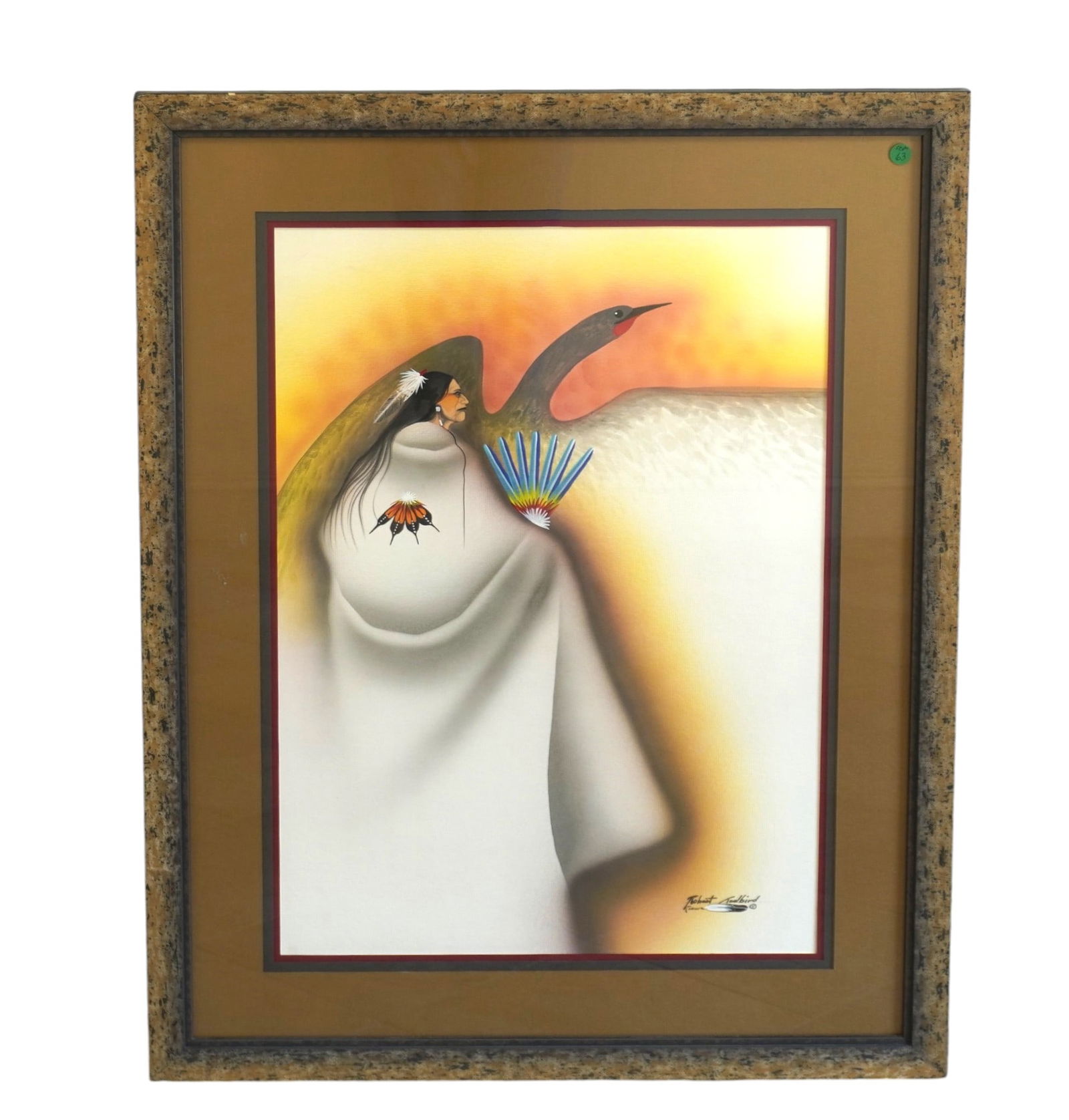 ROBERT REDBIRD MIXED MEDIA SIGNED & FRAMED (1 of 5)