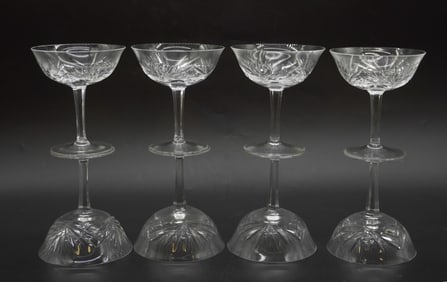 8 GORHAM BLOWN GLASS CHAMPAGNES CHERRYWOOD