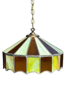 MCM LEADED SLAG GLASS SWAG LAMP