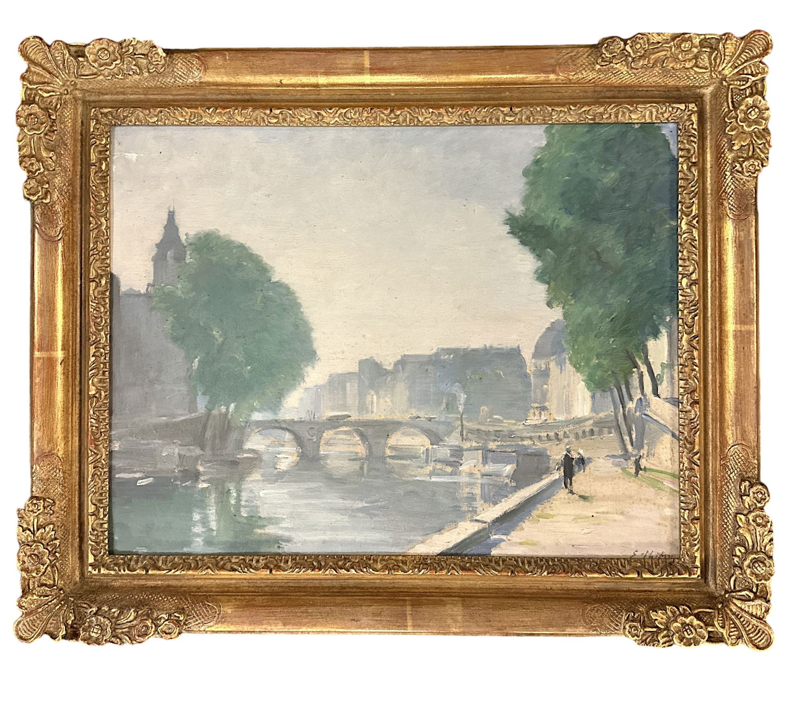 EUGENE THIERY (1875-1961 PONT MARIE OIL (1 of 3)