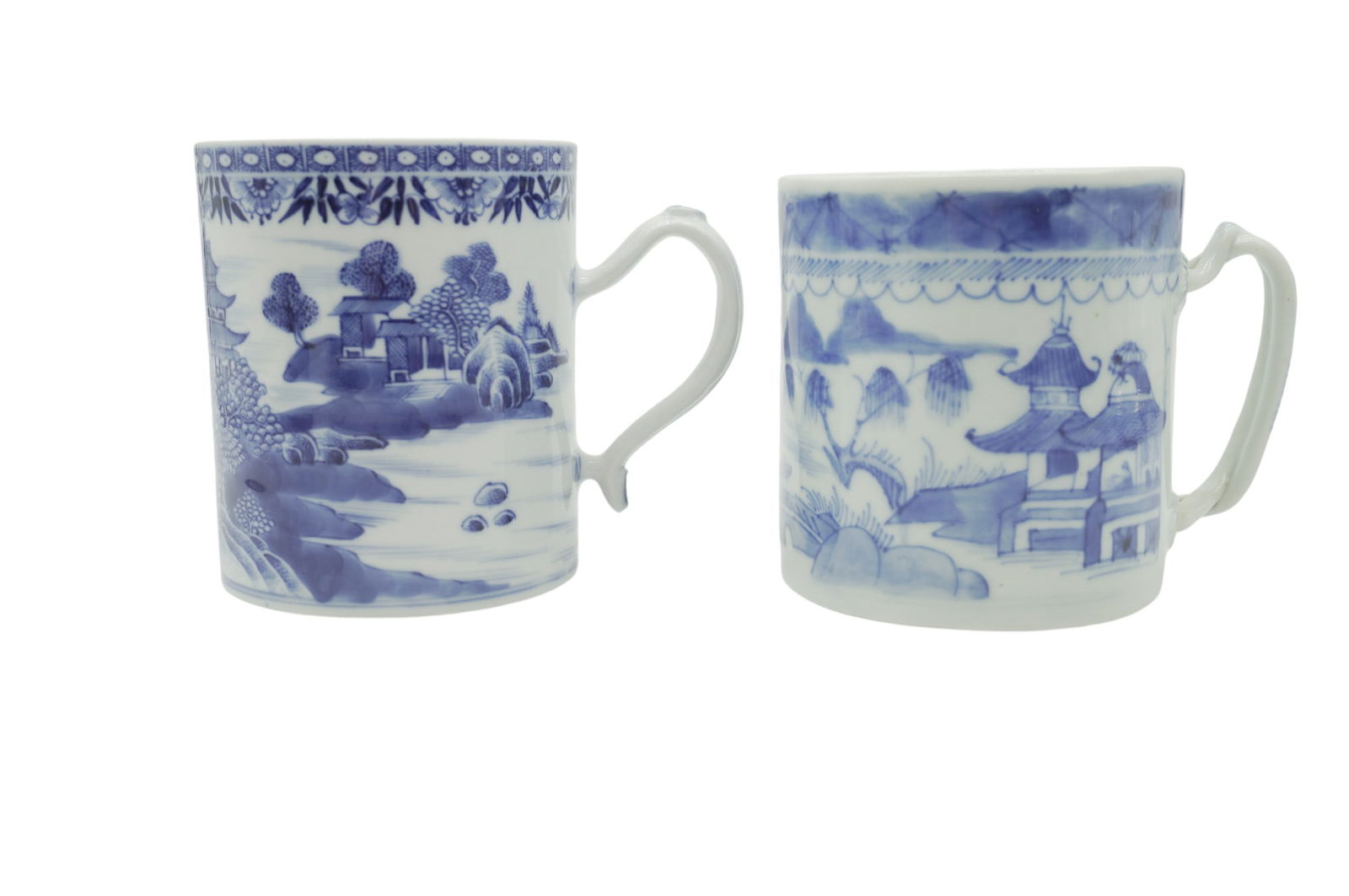 2 ANTIQUE CHINESE CANTON WARE BLUE & WHITE MUGS (1 of 6)