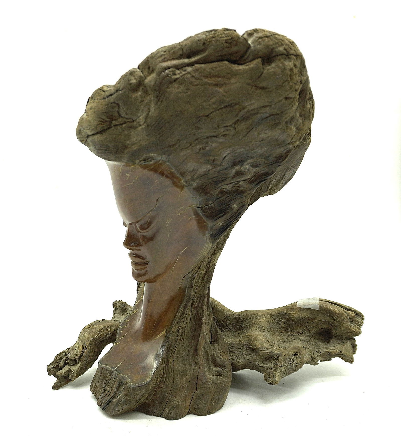 MCM WOOD SCULPTURE WOMANS FACE (1 of 8)