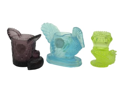 3 VINTAGE TOOTHPICK HOLDERS TURKEY, CHICK, BIRD