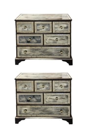 MATCHED PAIR OF VERRE EGLOMISE CHESTS