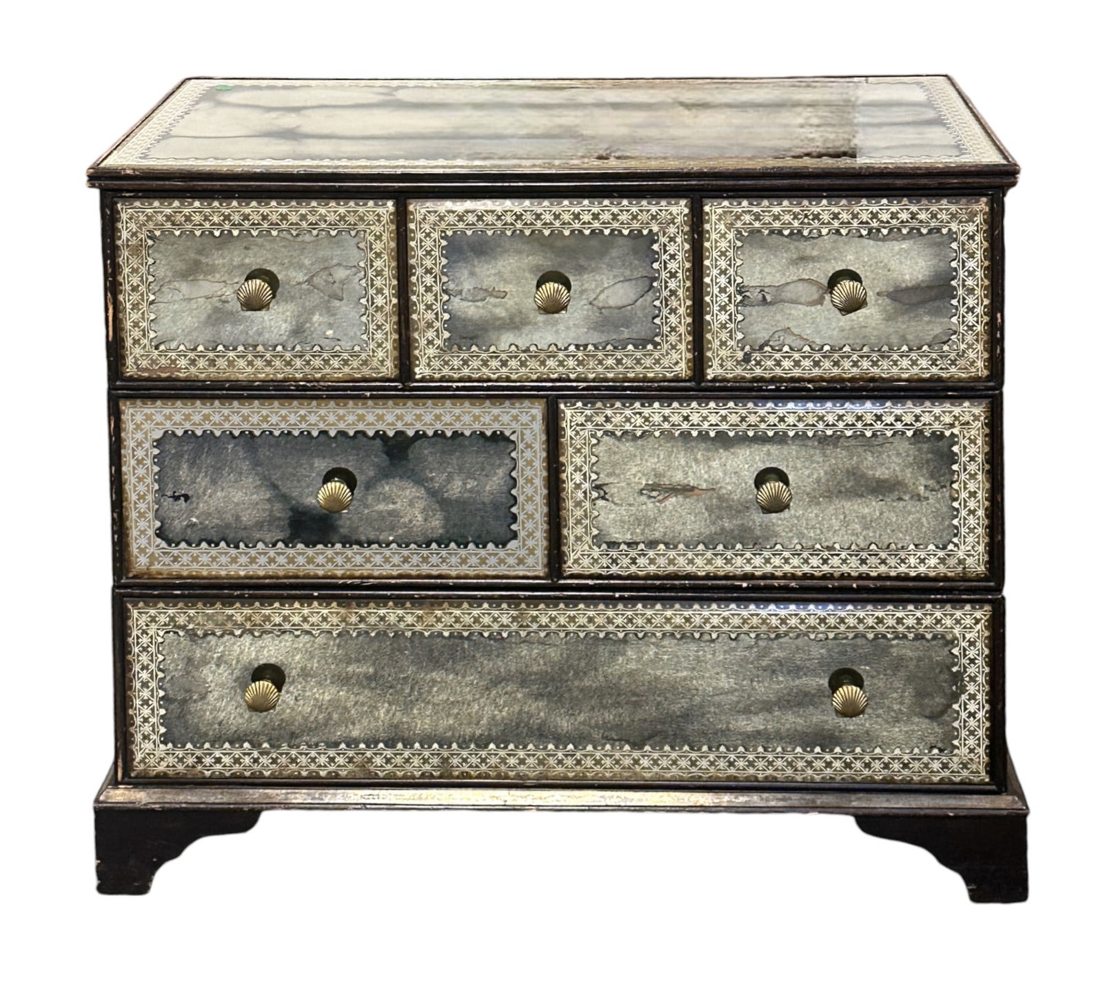 MATCHED PAIR OF VERRE EGLOMISE CHESTS (1 of 10)