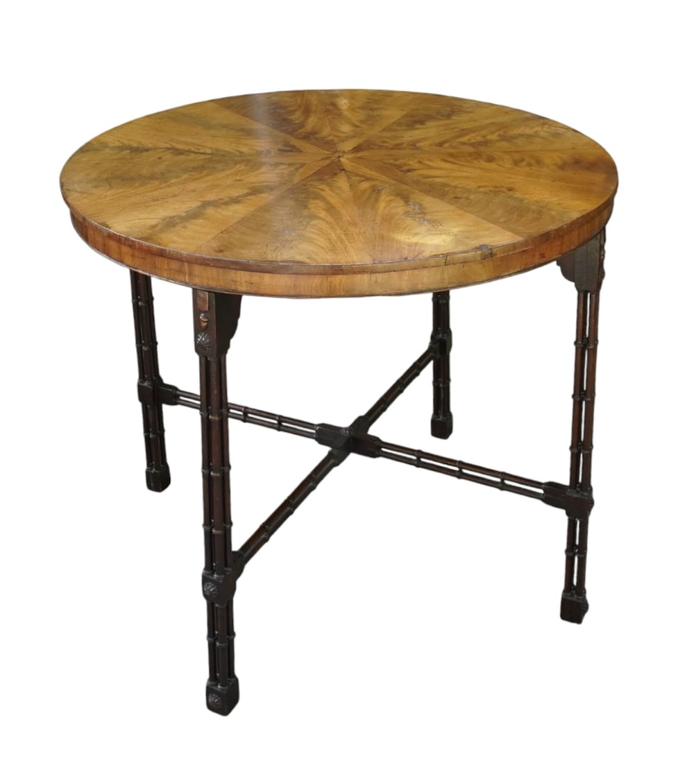 ANTIQUE ENGLISH BOOKMATCHED MAHOGANY TABLE- (1 of 7)
