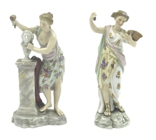 PAIR 19th c VOLKSTEDT PORCELAIN CLASSICAL FIGURES