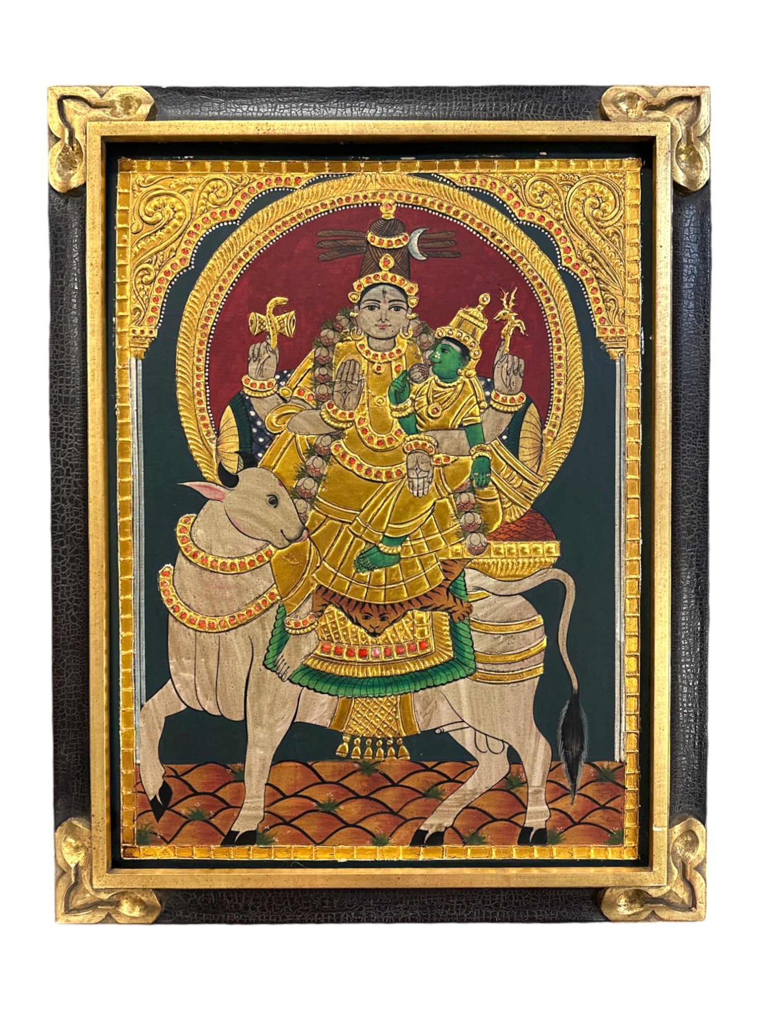 ANTIQUE TANJORE PAINTING YASHODA & KRISHNA (1 of 3)