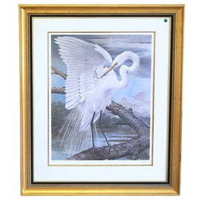 LARGE BASIL EDE LTD ED AMERICAN EGRET LITHOGRAPH