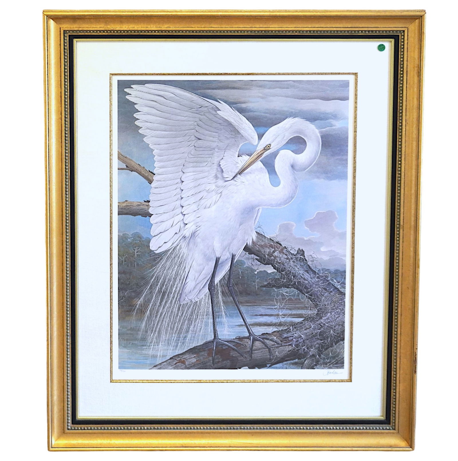 LARGE BASIL EDE LTD ED AMERICAN EGRET LITHOGRAPH (1 of 6)