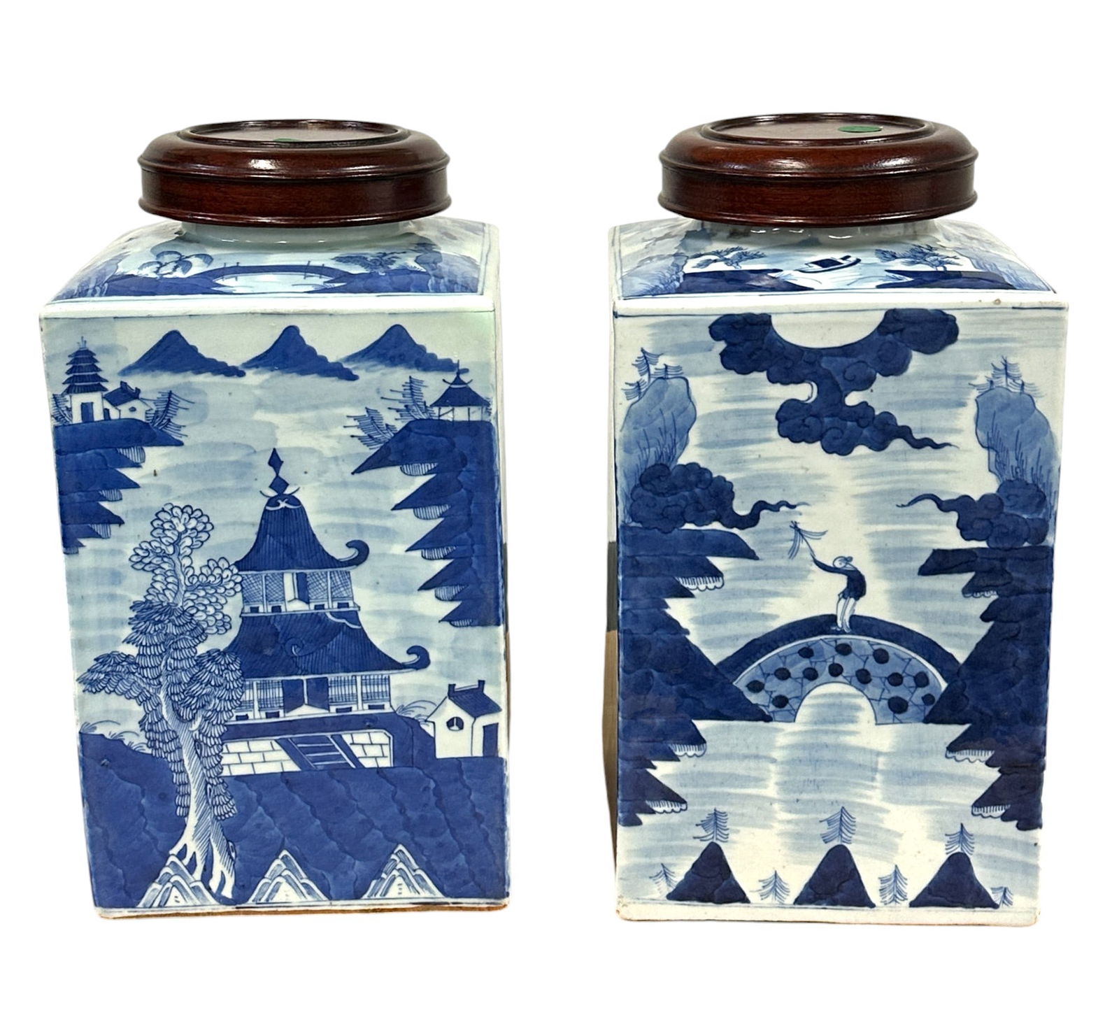 PAIR c. 1790 LARGE CANTON TEA CADDIES - JAMES GALLEY (1 of 11)