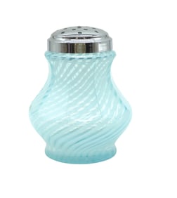 FENTON / WRIGHT SPIRAL OPTIC BLUE OPALESCENT SUGAR SHAKER