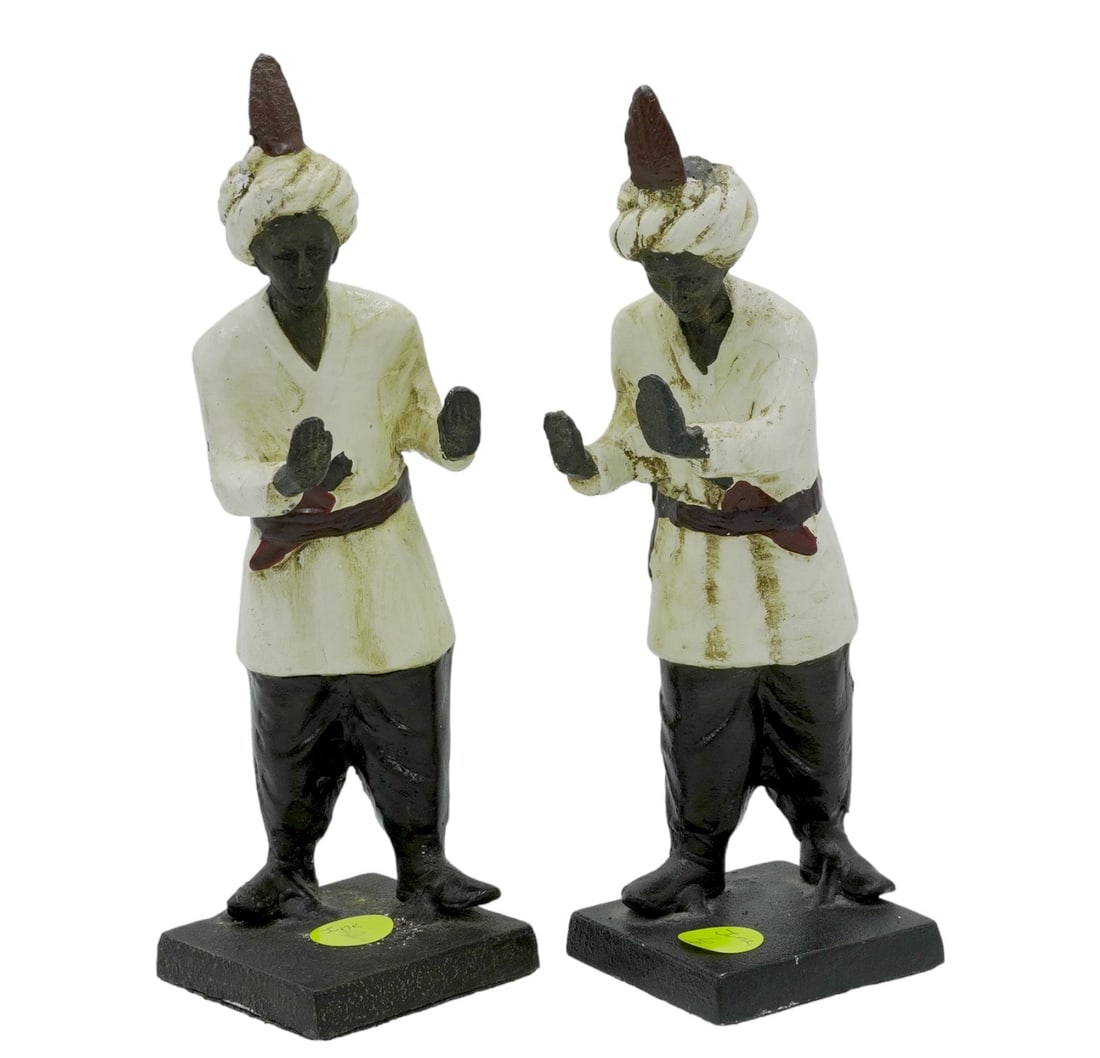 RARE CAST IRON BLACKAMOOR NUBIAN GENIE FIGURE BOOKENDS (1 of 5)