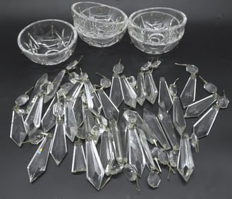 WATERFORD CRYSTAL CHANDELIER PRISMS & BOBECHES
