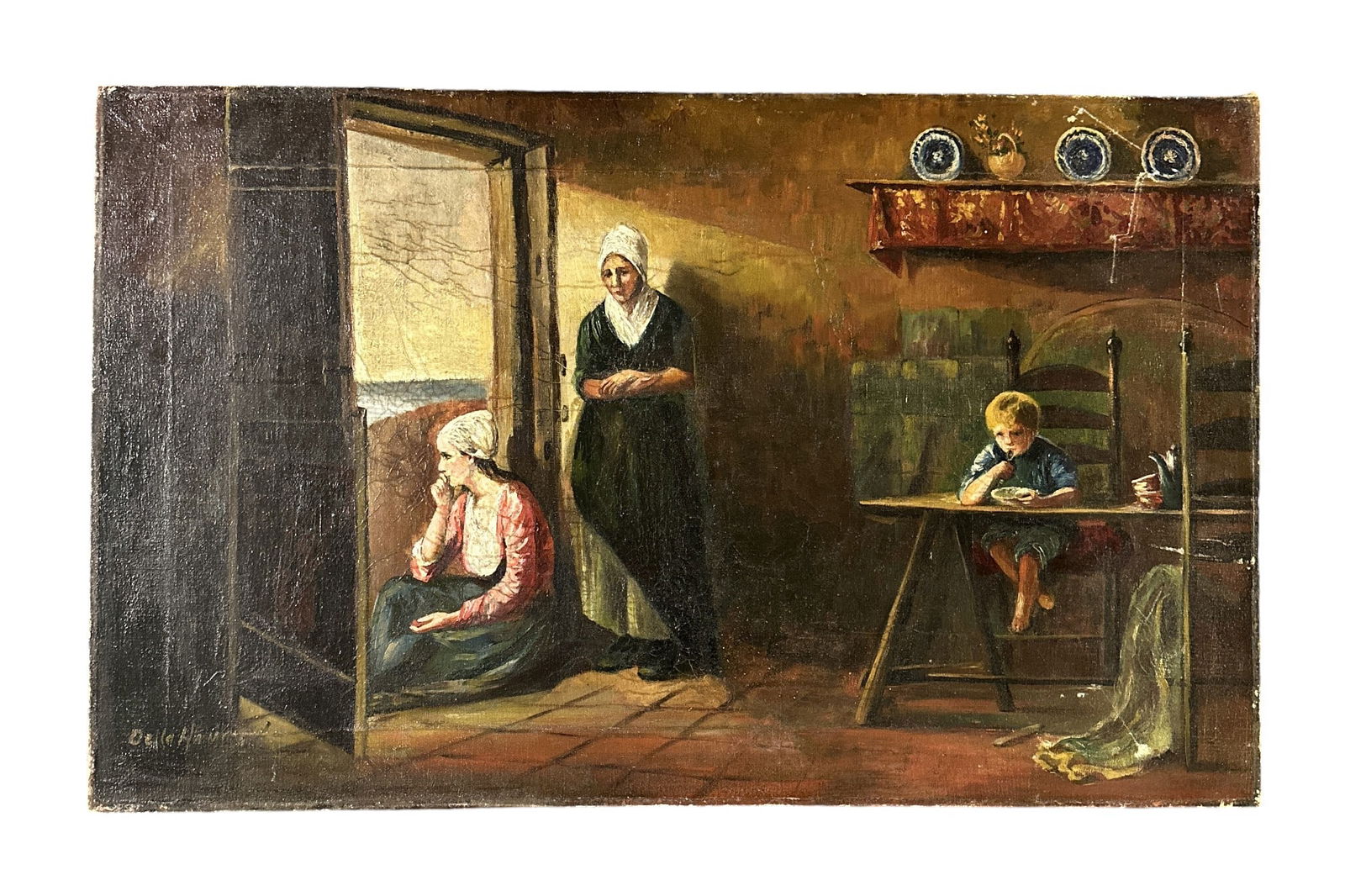 AWAITING THE FISHERMANS RETURN OIL ON CANVAS (1 of 5)