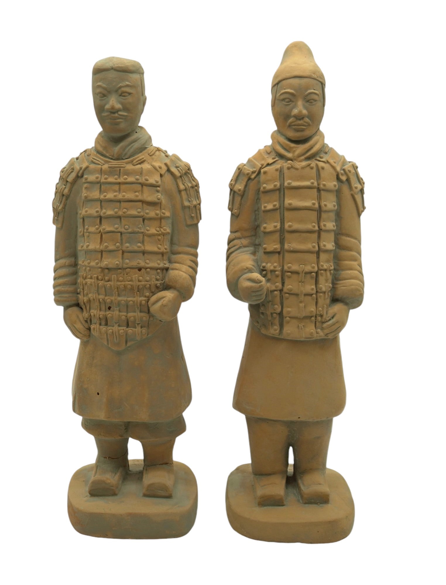 CHINESE WARRIORS OF XIAN TERRACOTTA FIGURINES: Chinese Warriors of Xian Terracotta Figures. Ultra rare and hard to find handcrafted by House Parts Inc. in the USA. Each measures about 14.5" x 3.75" x 4", total lot weight is 9 lbs 12 oz.