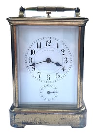 TIFFANY & CO BRASS CARRIAGE CLOCK MID CENTURY