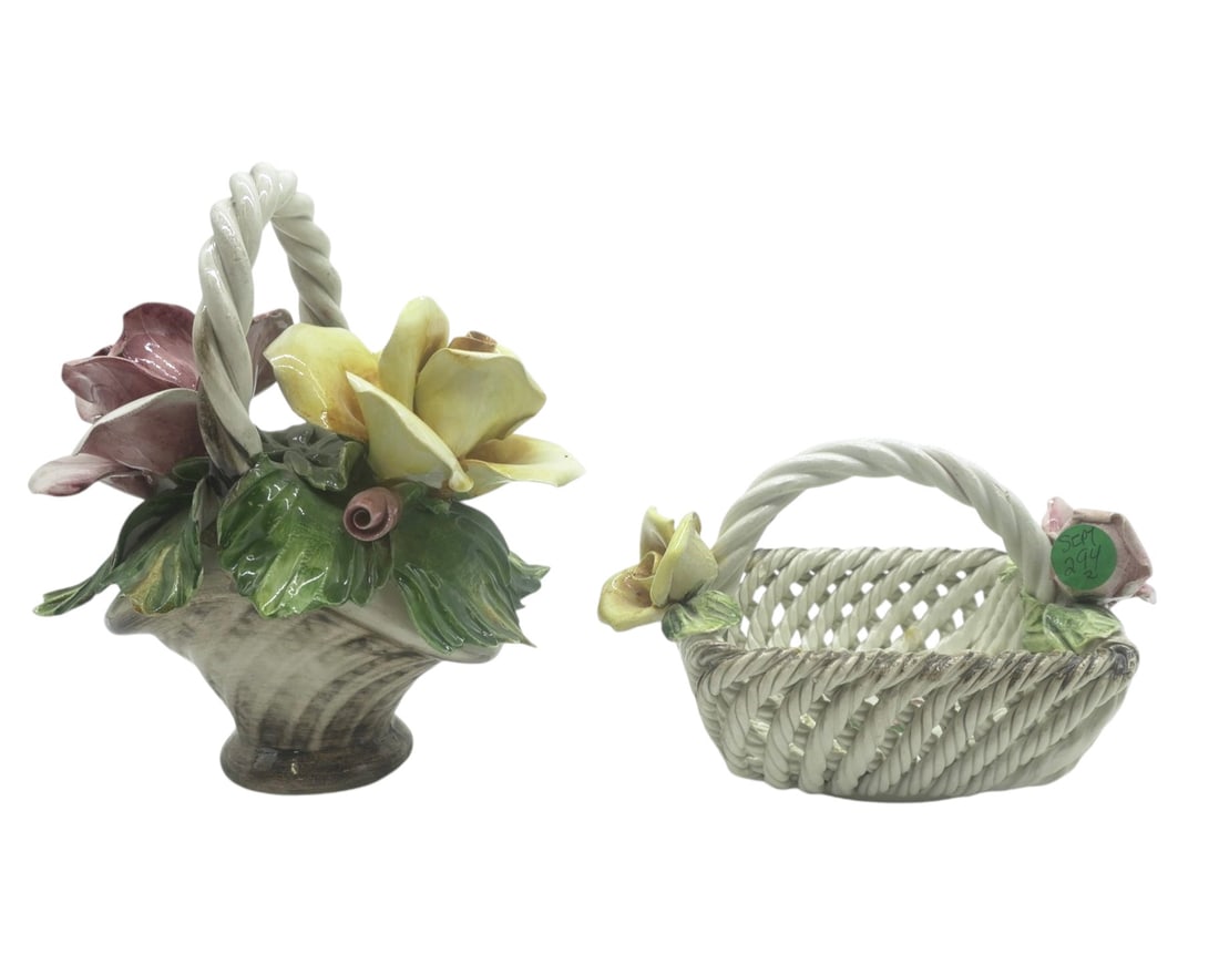 2 ITALIAN CAPODIMONTE FLOWERS & BASKET (1 of 5)