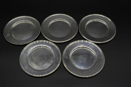 5 VINTAGE STERLING SILVER BREAD PLATES