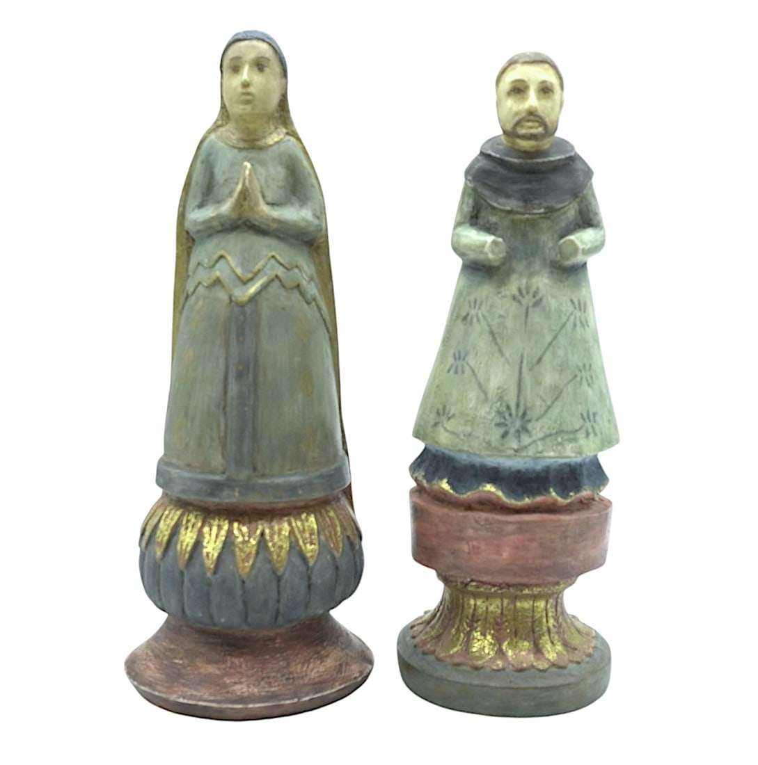 2 R. SHIPMAN ST GREGORY & OTHER SANTOS: These handcast and hand-painted statues, often depicting Catholic saints, are quite popular among collectors. 4.35"X4..25"X11.5". Weight 3 lbs