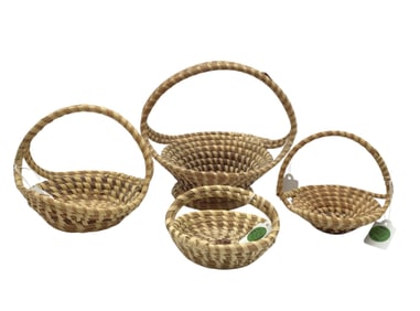 ASSORTED CHARLESTON GULLAH SWEETGRASS BASKETS - 4 PIECES
