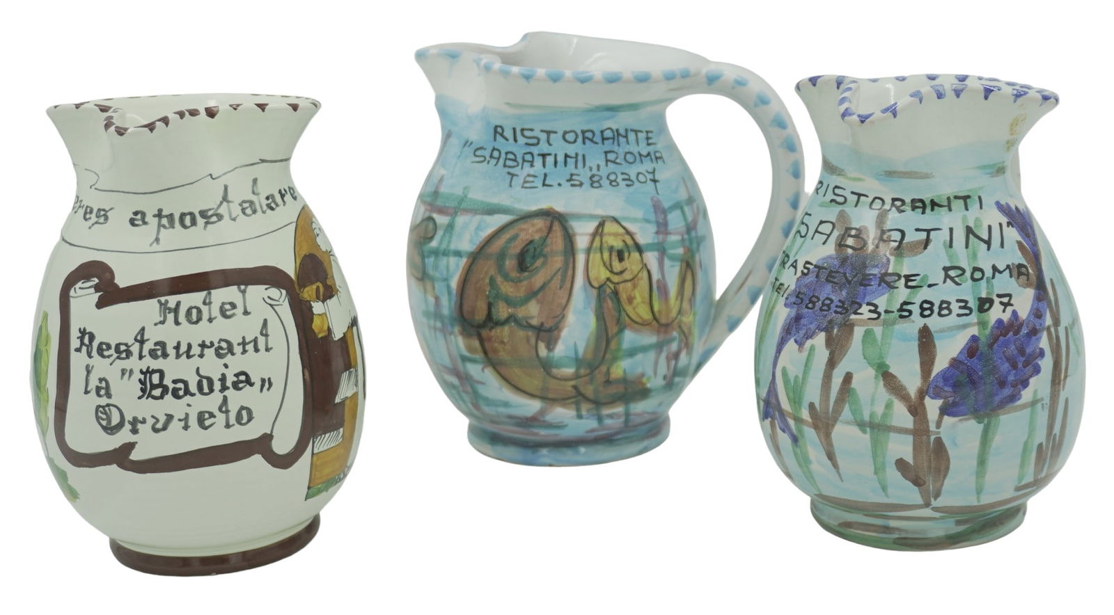 VINTAGE ITALIAN POTTERY PITCHERS - 3 PIECES (1 of 4)