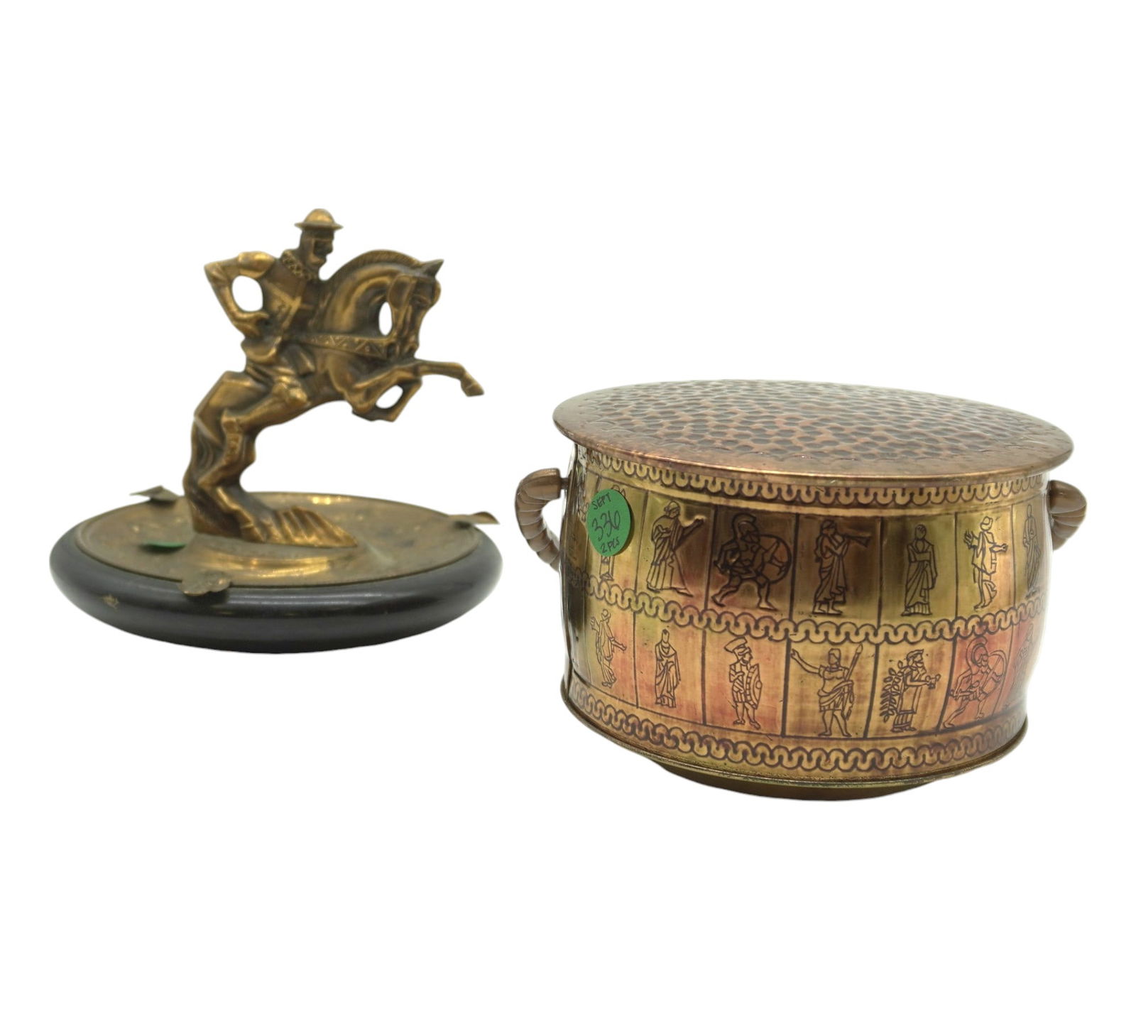 LOT VINTAGE COPPER COLORED PIECES - PAIL AND FIGURINE (1 of 7)