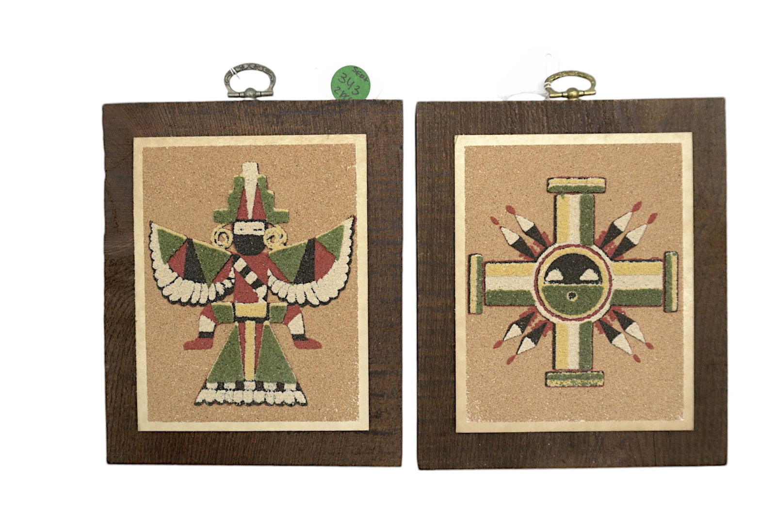 PAIR NATIVE SAND ART PIECES (1 of 4)