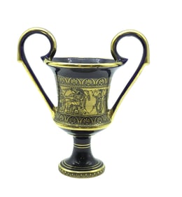 MCM SPYROPOULOS COBALT BLUE VASE WITH 24K ACCENTS