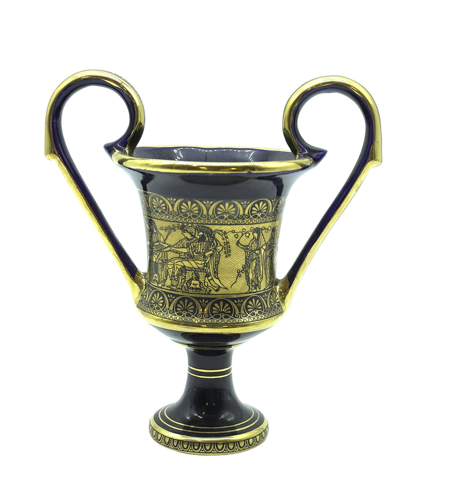 MCM SPYROPOULOS COBALT BLUE VASE WITH 24K ACCENTS (1 of 5)