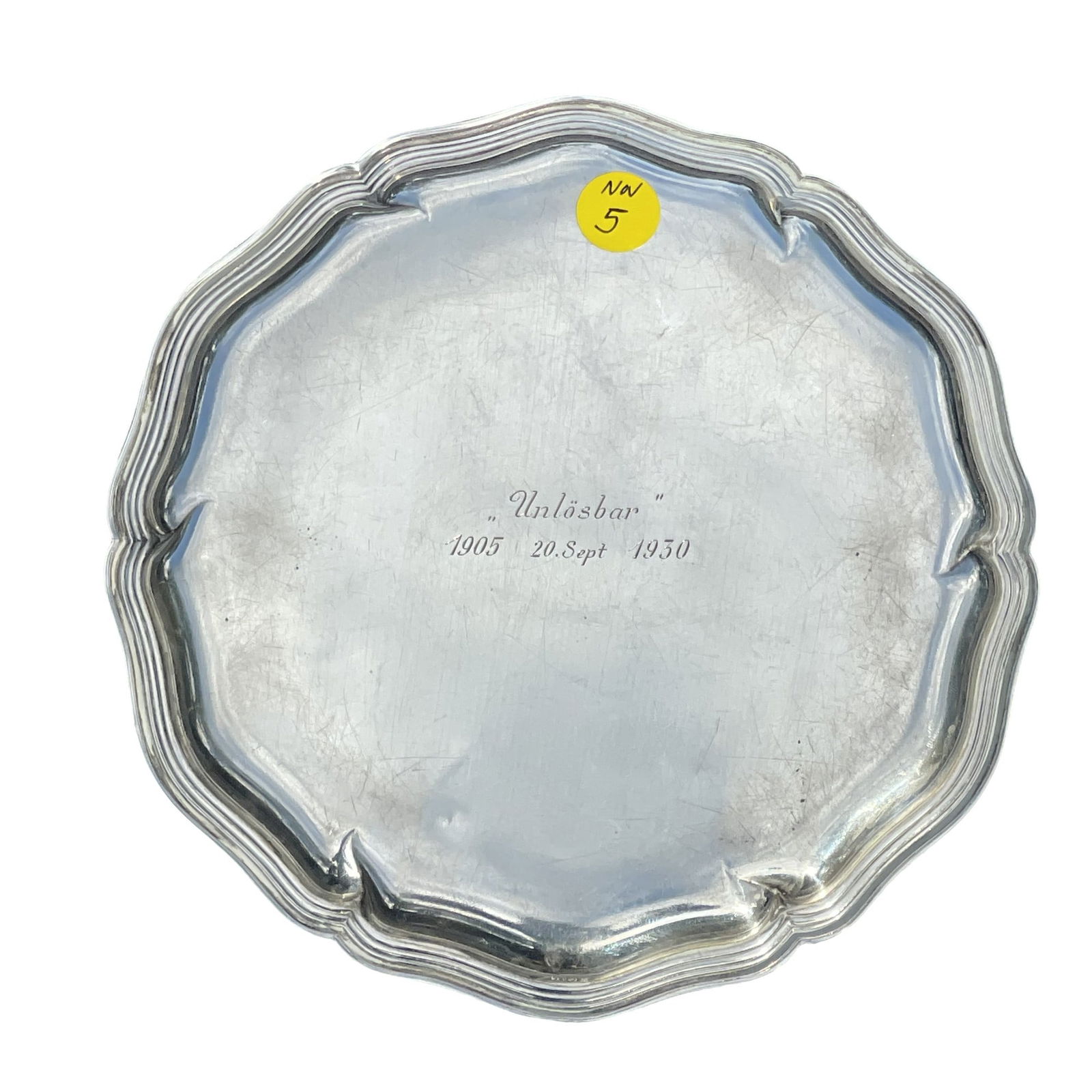 GERMAN 830 SILVER TRAY "UNLOSBAR" 1930 (1 of 2)