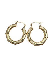 14k YELLOW GOLD BAMBOO HOOP EARRINGS