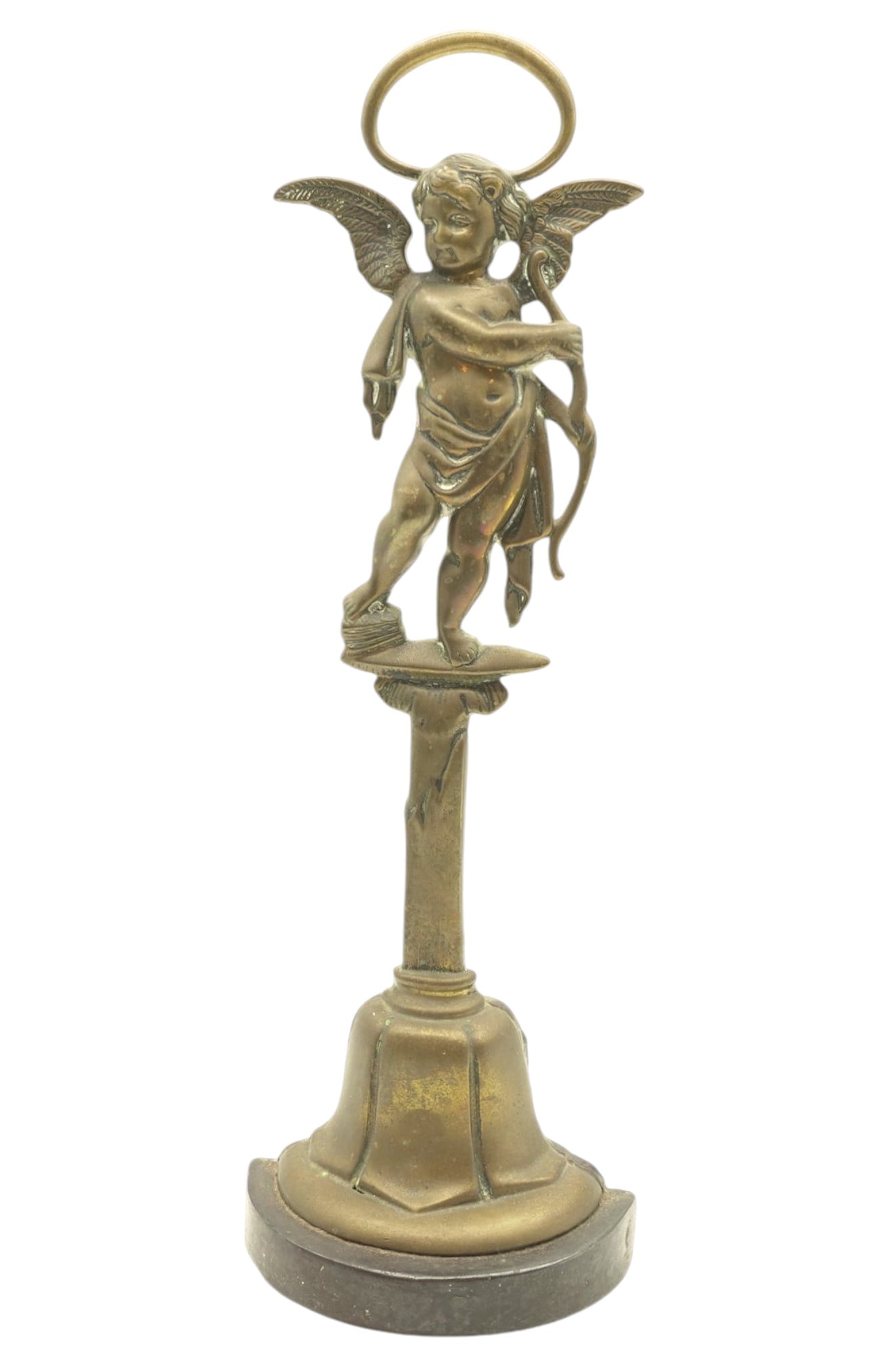 ANTIQUE HEAVY BRASS CHERUB DOOR PORTER (1 of 7)
