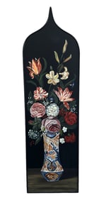 TALL 55" TOLE PAINTED DECORATIVE BLACK PANEL
