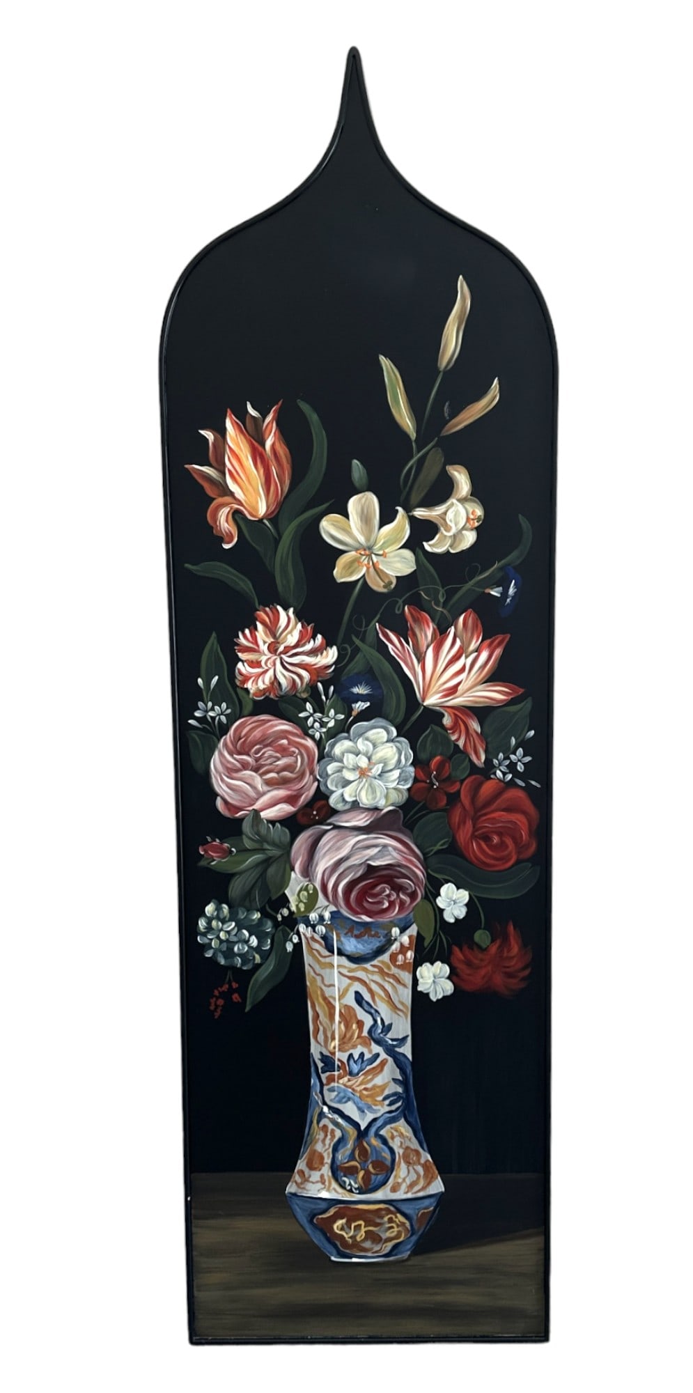 TALL 55" TOLE PAINTED DECORATIVE BLACK PANEL (1 of 3)