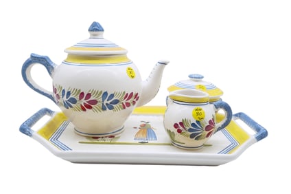 4 PC HENRIOT QUIMPER FAIENCE TEA SET
